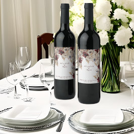 の結婚ワインホワイトブルゴーニュの花 ワインラベル