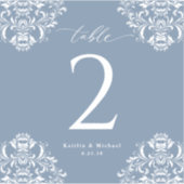の結婚ワインボトルテーブルナンバーズダスティブルースティック シール (正面)