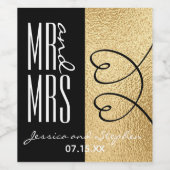 の結婚ワインボトルラベルエレガント金ゴールドとハート ワインラベル (シングルラベル)