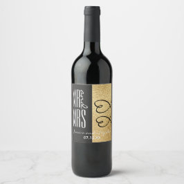 の結婚ワインボトルラベルエレガント金ゴールドとハート ワインラベル