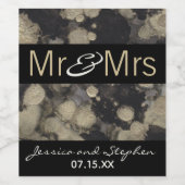 の結婚ワインボトルラベルブラックと金ゴールドの色合い ワインラベル (シングルラベル)