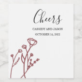 の結婚ワインラベルほこりっぽいバラ ワインラベル (シングルラベル)