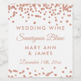 の結婚ワインラベルバラ金ゴールドグリッター紙吹雪 ワインラベル