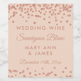 の結婚ワインラベルバラ金ゴールドグリッター紙吹雪 ワインラベル