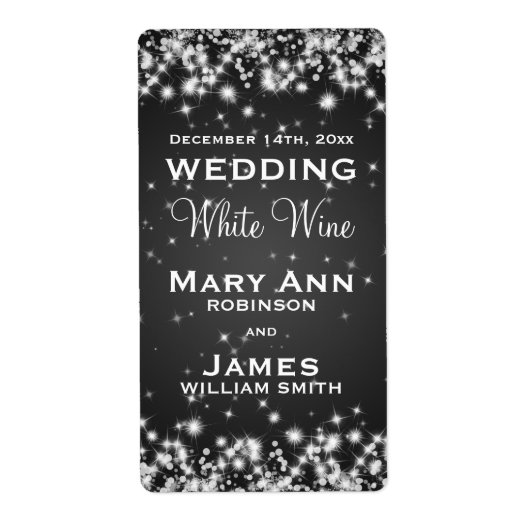 の結婚ワインラベル冬の輝く黒 ラベル (正面)