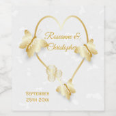 の結婚ワインラベル金ゴールド色ハート蝶 ワインラベル (シングルラベル)