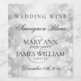 の結婚ワインラベル銀きらめく灯 ワインラベル