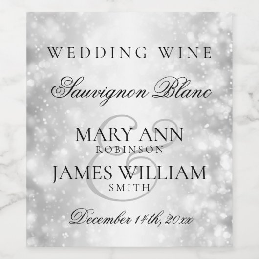 の結婚ワインラベル銀きらめく灯 ワインラベル (シングルラベル)