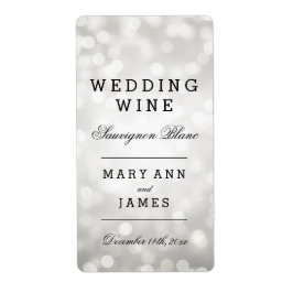 の結婚ワインラベル銀グリッター灯 ラベル