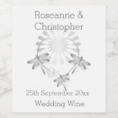 の結婚ワインラベル銀トンボハート ワインラベル (シングルラベル)