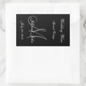 の結婚ワインラベル（モノグラム、名前、日付） 長方形シール (バッグ)