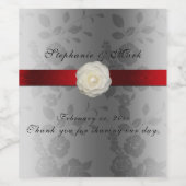 の結婚ワインラベル（銀に赤いリボンを貼ったもの） ワインラベル (シングルラベル)