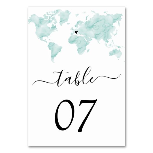 の結婚ワールドマップウォーターカラーリムーバブルハート テーブルナンバー (裏面)