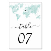 の結婚ワールドマップウォーターカラーリムーバブルハート テーブルナンバー (正面)