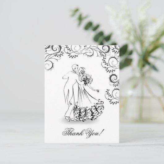 の結婚ヴィンテージダンスカップルありがとう ポストカード (スタンド正面)