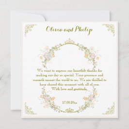 の結婚ヴィンテージフローラオーナメントクラシック招待状 サンキューカード