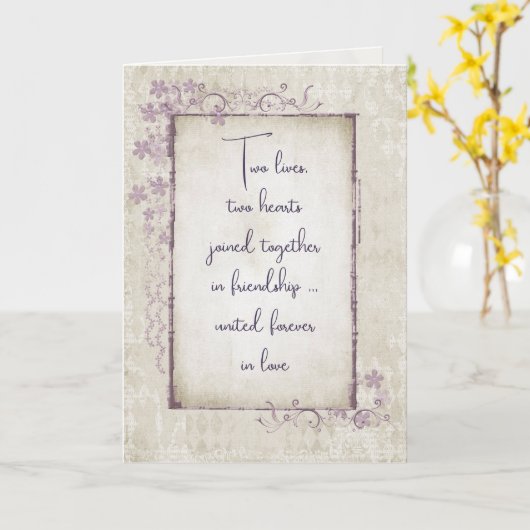 の結婚ヴィンテージロマンチック引用文 カード (黄色い花)