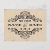 の結婚ヴィンテージ書道ゴシックは日付を保存 ポストカード (正面)