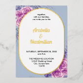 の結婚中モダン口フローラ素朴 エレガント 箔招待状 (正面)