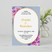 の結婚中モダン口フローラ素朴 エレガント 箔招待状 (立ち正面)