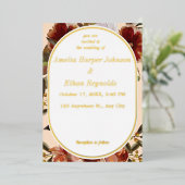 の結婚中モダン口フローラ素朴 箔招待状 (立ち正面)