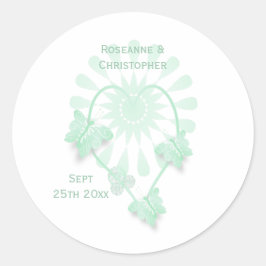 の結婚丸いクラシックステッカーPeppermint Butterfly ラウンドシール