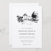 の結婚会場スケッチカスタムスケッチ結婚の 招待状 (正面/裏面)