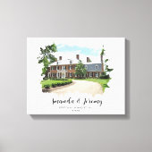 の結婚会場フォトウォーターカラーカップル記念日 キャンバスプリント (正面)