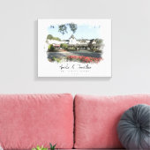 の結婚会場フォトウォーターカラー新郎新婦カップル キャンバスプリント (インサイチュ (リビング))