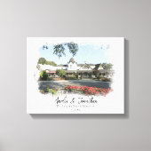 の結婚会場フォトウォーターカラー新郎新婦カップル キャンバスプリント (正面)