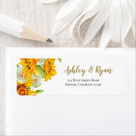 の結婚住所 シールひまわり水彩 ラベル