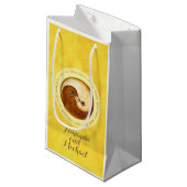 の結婚光沢抱き枕は小さい。金ゴールド陰陽鳩 スモールペーパーバッグ (正面アングル)