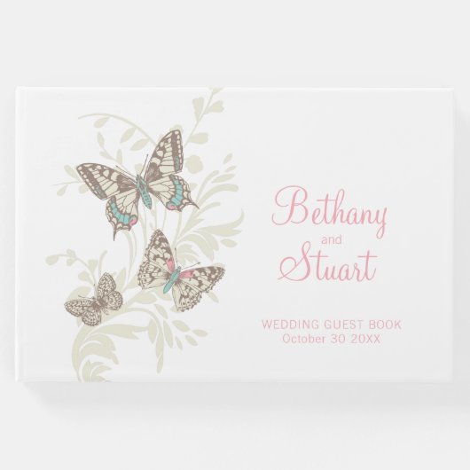 の結婚入り組んだ蝶の渦巻き ゲストブック (正面)