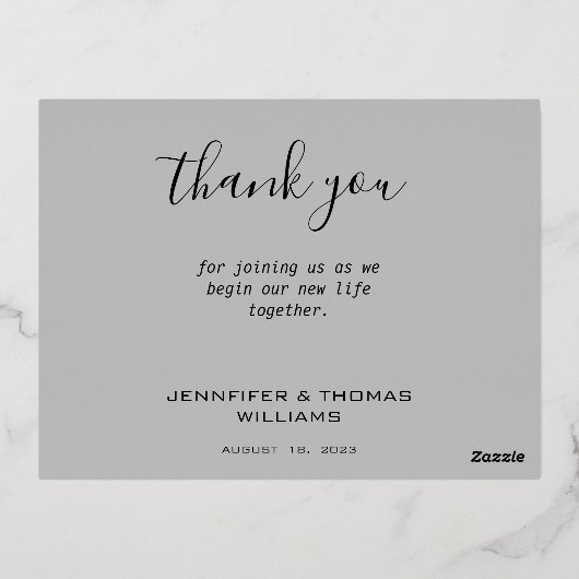 の結婚写真と緑シンプルのフレームカード 箔シーズンポストカード (裏面)