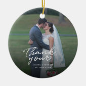 の結婚写真に手書きありがとう セラミックオーナメント (正面)