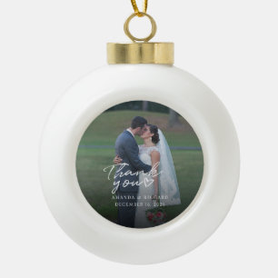 の結婚写真に手書きありがとう セラミックボールオーナメント