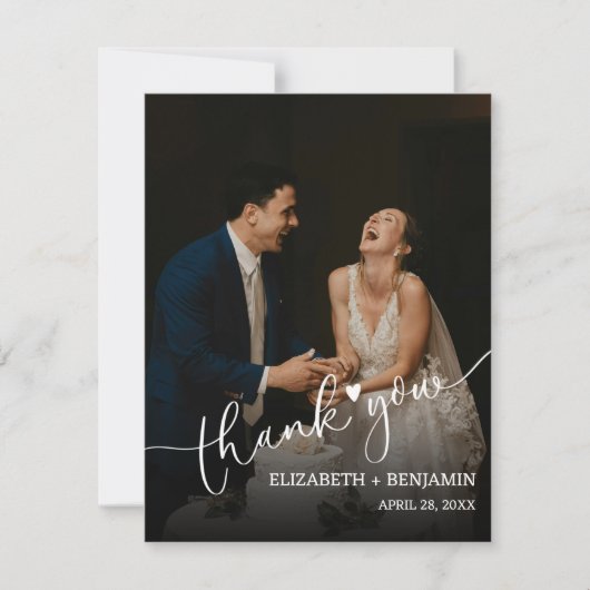 の結婚写真に手書きありがとう ノートカード (正面)