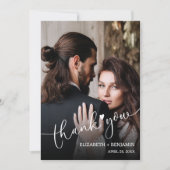 の結婚写真に手書きありがとう ノートカード (正面)