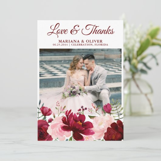 の結婚写真の愛とカー感謝していド・ブルゴーニュ・ピンク 招待状 (スタンド正面)