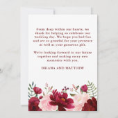 の結婚写真の愛とカー感謝していド・ブルゴーニュ・ピンク 招待状 (裏面)