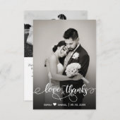 の結婚写真の愛と感謝していサンキューカード サンキューカード (正面/裏面)
