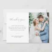 の結婚写真の繊細なレタリングサンキューカード サンキューカード (正面)