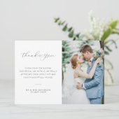 の結婚写真の繊細なレタリングサンキューカード サンキューカード (スタンド正面)