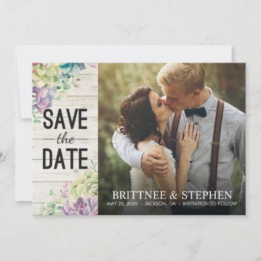 の結婚写真は木材の多肉株の日付を保素朴存 セーブザデート