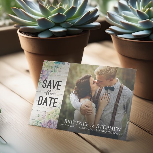 の結婚写真は木材の多肉株の日付を保素朴存 セーブザデート