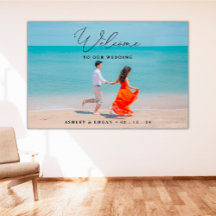 の結婚写真を使用した歓迎の結婚サイン