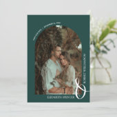 の結婚写真エメラルドグリーンQRコード セーブザデート (スタンド正面)