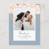 の結婚写真エレガントDusty Blueありがとう ポストカード (正面)