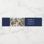 の結婚写真カスタムネイビー結婚ブルー ペットボトルラベル (シングルラベル)