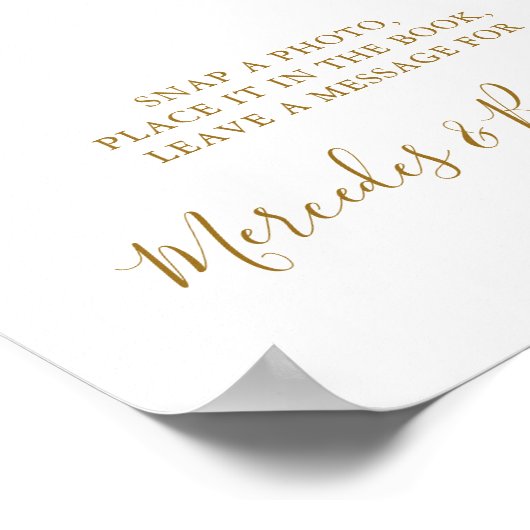 の結婚写真ゲスト金ゴールド書エレガント跡サイン ポスター (角)